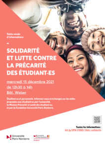 Affiche Solidarité et lutte contre la précarité étudiante - Fondation Université Paris Nanterre - Fondation UPN - FUPN